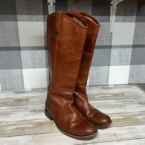 Frye Melissa Button Leather Riding Boots in Cognac size 7.5
